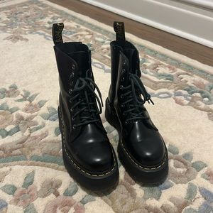 Barely used patent leather doc marten platform boots. Comes with green laces.